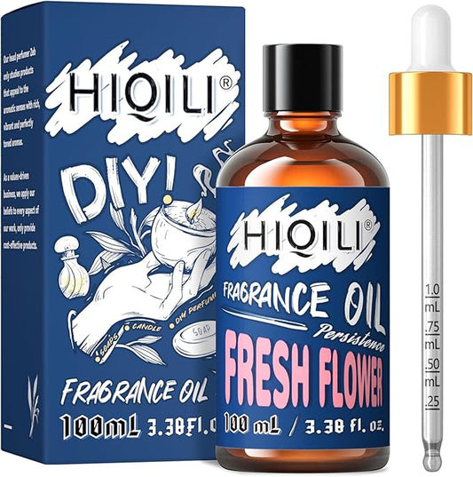 HIQILI Fresh Flower Essential Oil 100ml - Floral Fragrance Oil for Aromatherapy, Air Freshener, Large Room, Candle Scents for Candle Making, Soap Making - Fresh Scented Diffuser Oil 3.38 Fl Oz