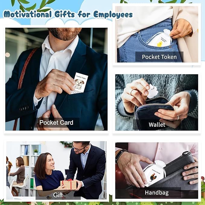 20 Set Employee Appreciation Gifts Bulk for Thank You Staff Back to School Student Teacher Office Coworker Nurse Pocket Gift Favors Animal Pun Inspirational Note Cards Pigs Dogs Cats Hens Favors