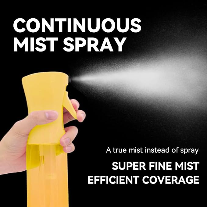 Continuous Mist Spray Bottle for Hair, Face & Plants (6.8oz/200ml) - Ultra Fine Travel-Size Water Mister for Salons, Cleaning, Pets & Skincare Leakproof Design