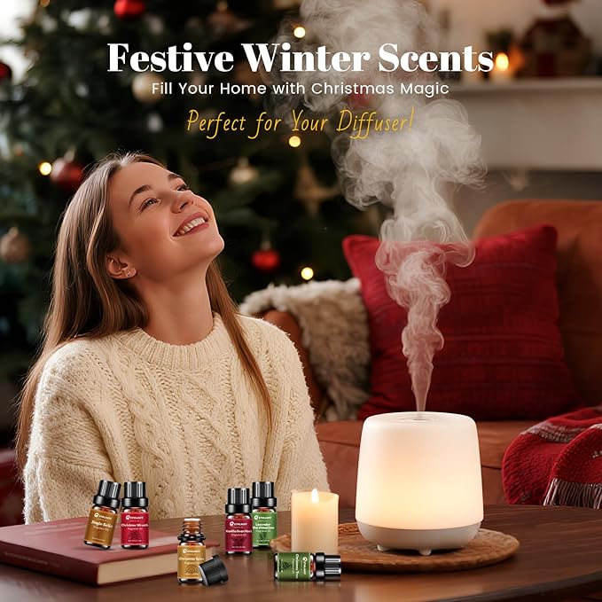 Fragrance Oil Christmas Set, Jingle Bells, Christmas Wreath, Xmax Tree, Gingerbread, Spice, Vanilla Bean Noel, Scents for Candle Soap Making Supplies, Essential Oil for Home