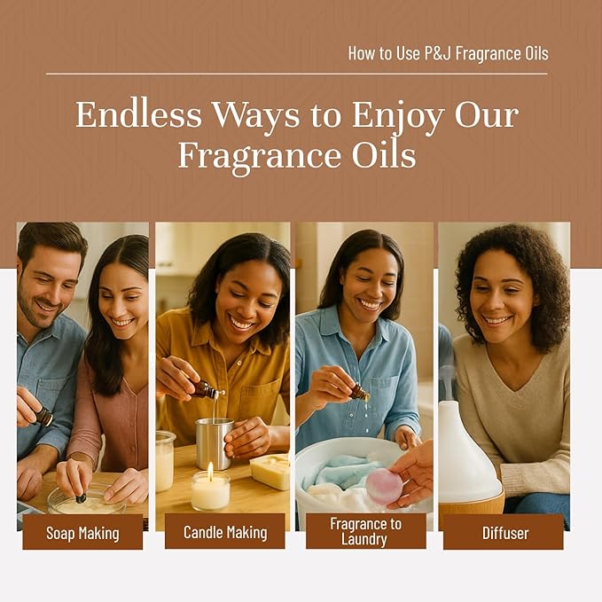 P&J Fragrance Oil Autumn Set | Brown Sugar, Apple, Harvest Spice, Vanilla, Forest Pine, and Snickerdoodle Candle Scents for Candle Making, Freshie, Soap Making Supplies, Diffuser Oil Scents