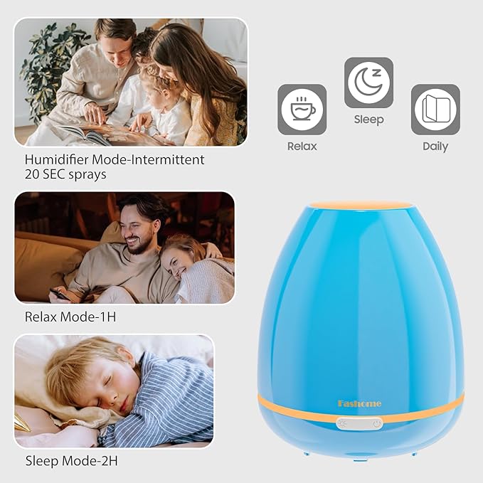 300ml Aromatherapy Scent Diffuser, 7 Color LED Auto Essential Oil Diffuser, Suitable for Pets, Home, Office, Yoga, 20H Long Lasting, Automatic Shutdown (Sky Blue)