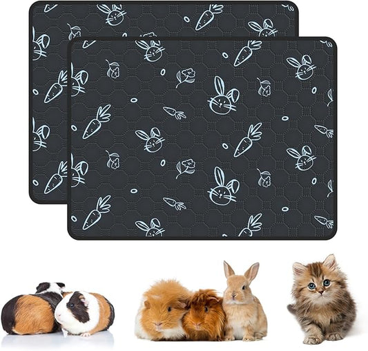 2-Pack Guinea Pig Cage Liner Washable, 24in x 36in Ultra-Absorbent Guinea Pig Bedding for Cage Non-Slip Leak-Proof Pee Pads for Dogs Rabbit Bunny Cat Litter Mat, Navy