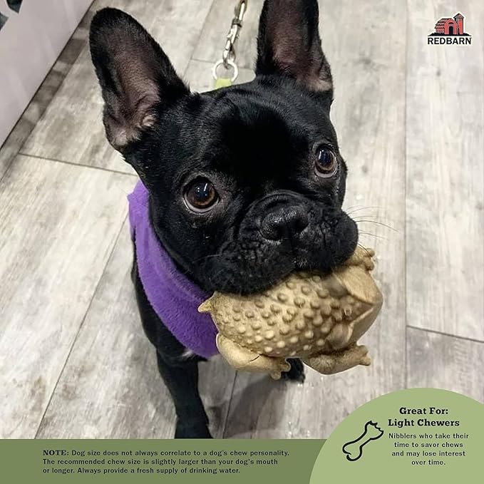 Redbarn Chew-A-Bulls, 6 Pack – Large Toad Shape Dog Dental Treats – Daily Oral Care with Fun Ridges & Grooves, All Natural Ingredients, Highly Digestible Chews & Low in Fat