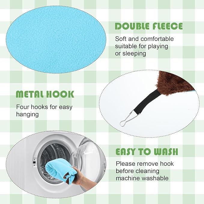 4 Pcs Rat Hammock for Cage Small Animal Hanging Hammock Ferret Hammocks for Rat Accessories Double Layer Ferret Bed for Guinea Pig Squirrel Chinchilla Playing and Sleeping Green Blue Gray Yellow