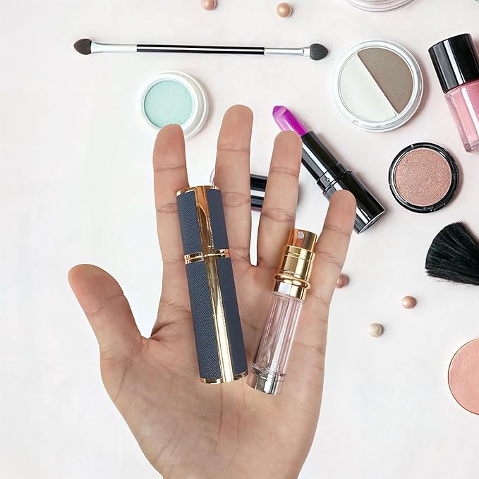 5ml Perfume Spray Bottle, AG00BK Leather Refillable Dispenser Bottom Fill Fragrance Scent Container, Portable and Leak-proof Suitable for Traveling & Outgoing (Black 5ml)