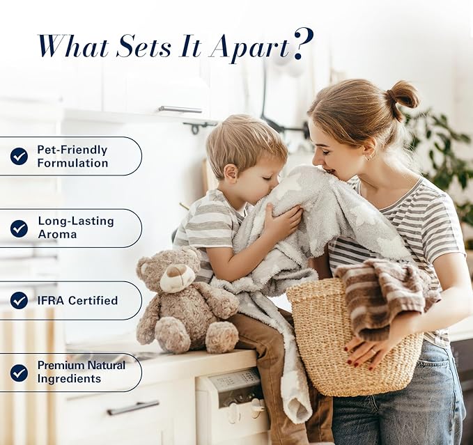 JCLOUD Essential Oils for Laundry, Clean Scent Fragrance Oils Set, Use with Wool Dryer Balls - Fresh Linen, Soft Laundry, Warm Cotton Essential Oils for Diffusers for Home, Natural Fresh Scent, 6x10mL