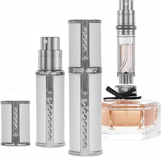 GF00WHS Leather Perfume Bottle 5ml – Bottom-Fill Refillable Dispenser, Leak-Proof & Portable for Men & Women, Ideal for Travel, Gifting & Daily Use (GF00WHS)
