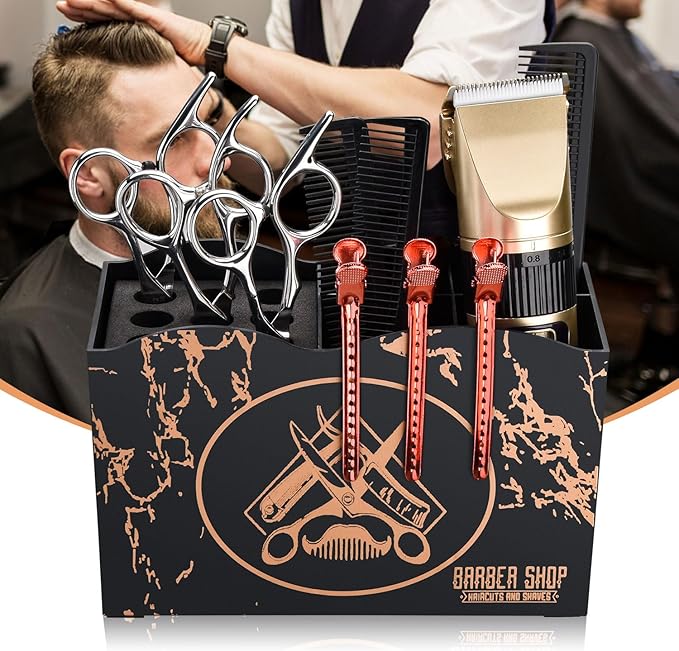 Noverlife Barber Scissors Holder Box, Professional Salon Hairdressing Scissors Rack Holder Storage Organizer for Hairstyling Combs Clips Brushes.