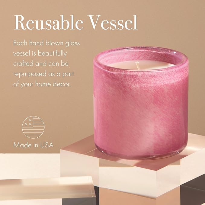 LAFCO New York Classic Candle, Duchess Peony - 6.5 oz - 50-Hour Burn Time - Reusable, Hand Blown Glass Vessel - Made in The USA