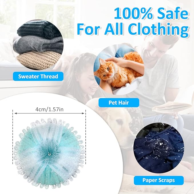 16 Pcs Laundry Pet Hair Remover Reusable Washing Hair Catcher Floating Pet Hair Removal Balls Lint Remover Balls Easy to Use Washing Balls for Pet Hair Washing Machine Dryer Clothes