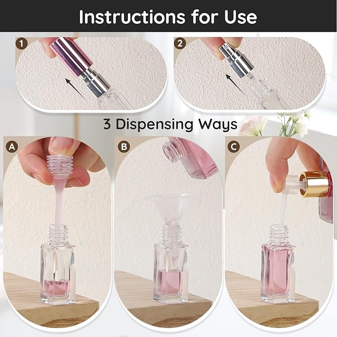 Segbeauty 40pcs 0.17oz Perfume Travel Refillable Bottle, Mini Glass Perfume Atomizer, 5ml Bulk Travel Cologne Sprayer with Refill Kit, Refill Cologne Bottles Empty, Small Fine Mist Spray Bottle