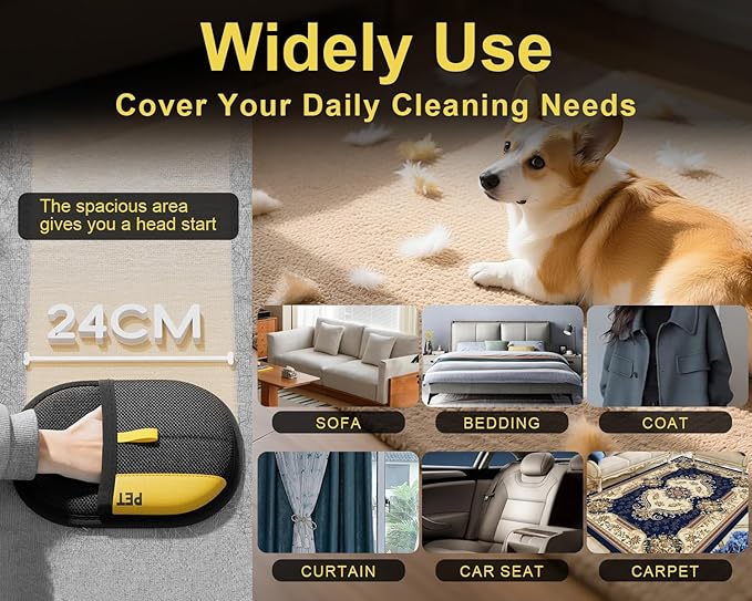 2Pcs Pet Hair Removal Glove for Cats & Dogs, Upgraded Five-Finger Electrostatic Pet Hair Gloves, Reusable Magic Brush Pet Hair Remover Tool for Laundry, Couch, Carpet, Car Seat