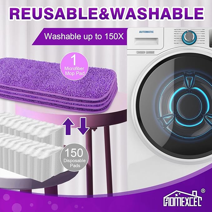 HOMEXCEL Reusable Microfiber Mop Pads for Swiffer PowerMop, Power Mop Pads Refills for 13 ''-15 '' Spray Mop, Machine Washable Pad Replacement for Multi-Surface Floor Cleaning, Pack of 4