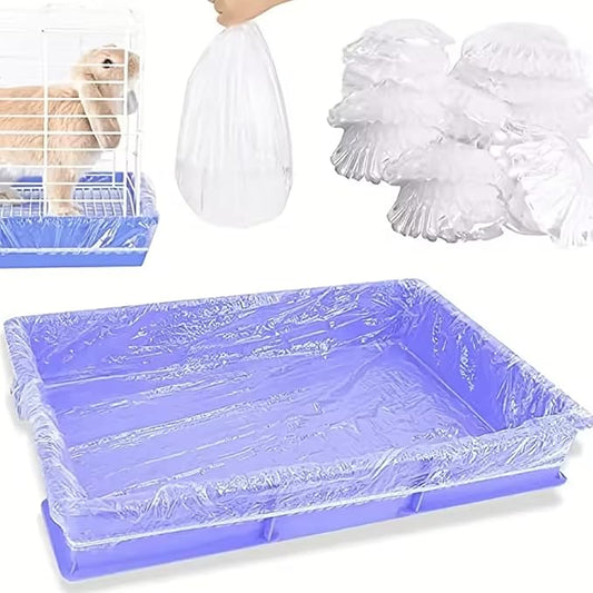 100Pcs Cage Liners, Clear Plastic Disposable Rabbit Cage Liner Guinea Pig Leak Proof Toilet Film for Bunnies Ferrets Chinchillas Birds Small Animal, Litter Box Liners