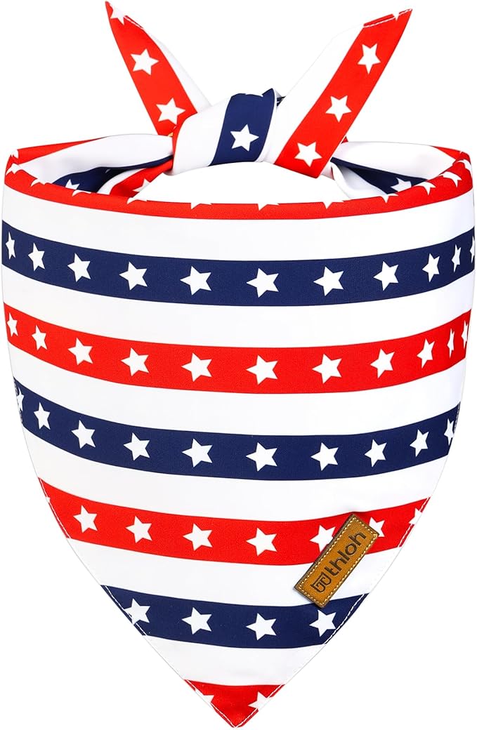 4th of July Dog Bandanas - 2 Pack Reversible USA Patriotic Bandana for Boy and Girl | Premium Durable Fabric | American Flag Pet Scarf for Small Medium Large and Extra Large Dogs (Small)