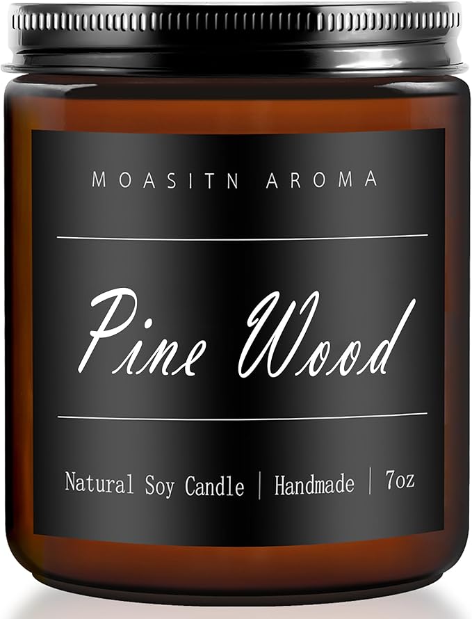 MOASITN Pine Wood Heavenly Scented Candles for Home| Organic Soy Aromatherapy candel| Handmade Long Lasting Jar Candles Gift for Women,Men as Birthday,Housewarming,Autumn,Relaxing Gifts| 7oz