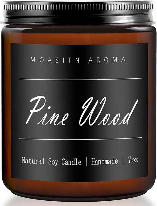 MOASITN Pine Wood Heavenly Scented Candles for Home| Organic Soy Aromatherapy candel| Handmade Long Lasting Jar Candles Gift for Women,Men as Birthday,Housewarming,Autumn,Relaxing Gifts| 7oz