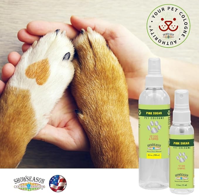 Showseason® Pink Sugar Pet Cologne 8.5 oz. For Dogs and Puppies | Long-Lasting Odor Eliminator, Cruelty-Free, Paraben-Free, Biodegradable and Non-Toxic, Made in The USA
