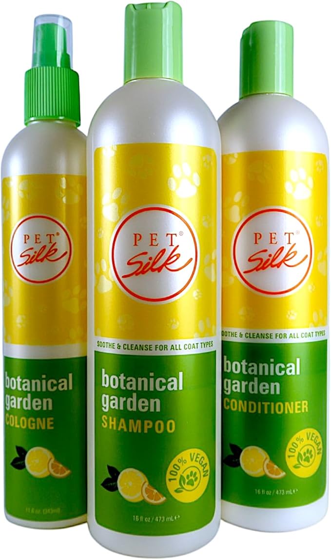 Pet Silk Botanical Garden Shampoo, Conditioner, Cologne Bundle, Infused with Lemon Verbena & Botanical Oils, Cleanse, Condition and Refresh Your Pet's Coat with Ease in an Easy-to-Use Bundle!