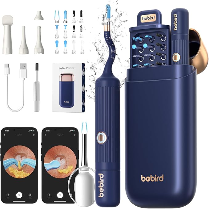 Ear Wax Removal Tool Camera Kit, Ear Cleaning Kit with Flexible Visual Ear Camera Otoscope, Portable Wireless Painless Ear Cleaner with Earwax Remover Tweezers for Adults Kids Pets