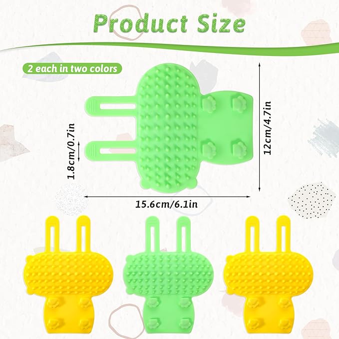 4pcs Self Groomer Corner Catcher for Cats,Cat Face Scratcher,2-in-1 Silicone Cats Brush Combs,Kitty Cat Self Groomer Scratcher for Face,Pet Supplies,Green and Yellow