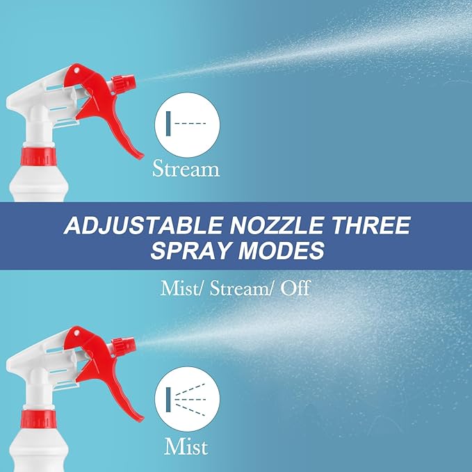 10 Pack Spray Bottles 16 oz Empty Water Spray Bottles for Cleaning Heavy Duty Refillable Squirt ‌Container with Measurements Adjustable Nozzle for Household Industrial (Red,Delicate Style)
