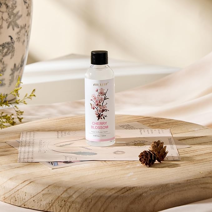 Airkeep Reed Diffuser Oil Refill/Cherry Blossom 3.38oz（100ml/1 Pack/Scented Oil Refill for Reed Diffuser Home Fragrance for Bedroom, Bathroom Office Home Decor