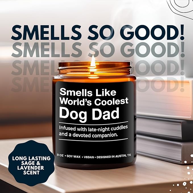 World's Coolest Dog Dad Candle, Perfect Dog Lovers Gifts for Men, Unique Pet Dad Gifts for Him, Best Pet-Themed Gift, Ideal Presents for Birthday, Christmas, Father's Day, Gift-Ready