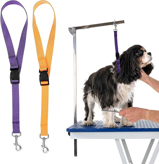 2 Pack Grooming Loops for Dogs Groomers Adjustable Nylon Groomers Helper for Dog Cat Pet Fixed Safety Rope Bathing Tether Straps Restraint