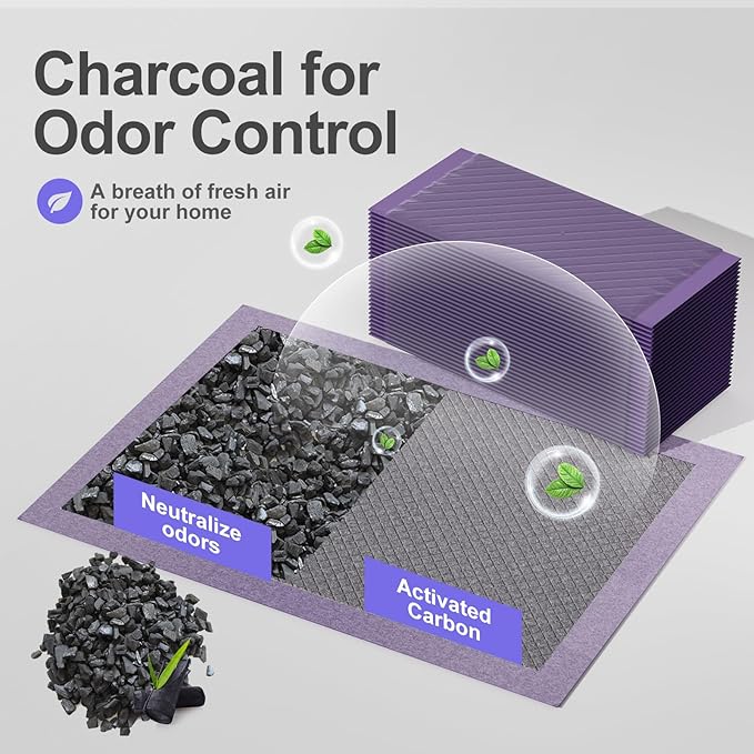 Cat Pad Refills for Litter Box, 16.9"x11.4" Odor Control Cat Pee Pads with Activated Carbon for Breeze Litter System(30Counts/Purple)