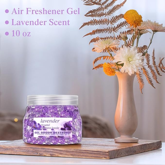 Timgle 12 Pack Odor Eliminator Gel Beads Bulk 10 Ounces Air Freshener Gel Beads Odor Eliminator for Home, Bathrooms, Cars, Boats and Pet Areas(Lavender Scent)