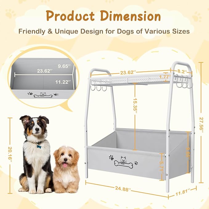 Large Dog Toy Basket (23.6"x11.2"x9.7"), Dog Toy Bin with Storage Organizer, Trapezoid Dog Toy Box for Dog Stuff, Toy Holder Chest for Pet Dog Cat, Dog Essentials for Dog Accessories