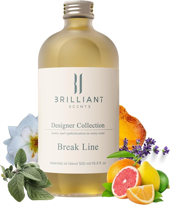 Brilliant Scents Diffuser Oil Refill, Inspired by Breakline by Hollister Designer Collection Aroma Scents, Essential Oils Set for Home, Fragrance Oil for Candle Making, Hotel, 50ML, Break Line