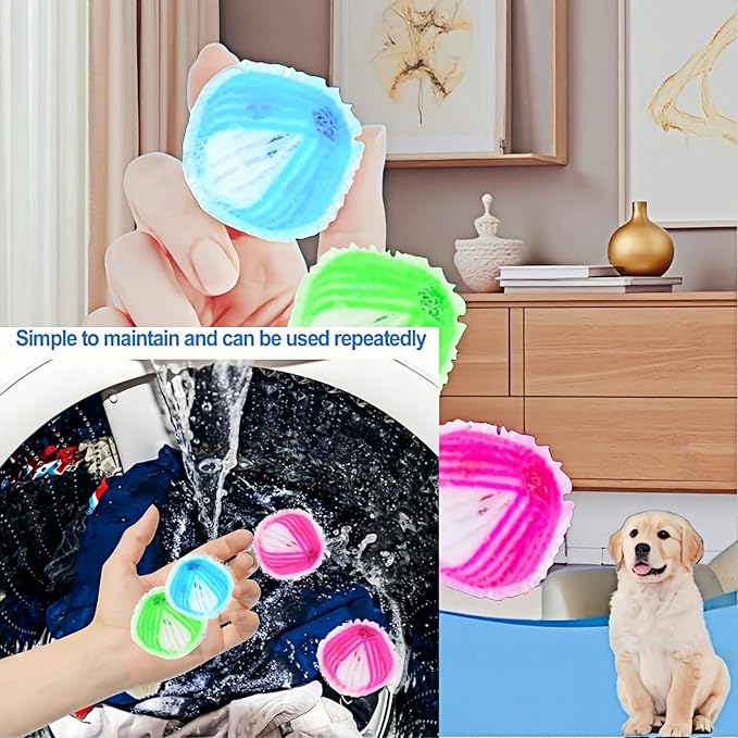 12-Pack Pet Hair Remover for Laundry, Reusable Dog & Cat Hair Catcher Balls for Washing Machine & Dryer, Lint Fur Dander Remover, Laundry Pet Hair Catcher for Clothes Bedding