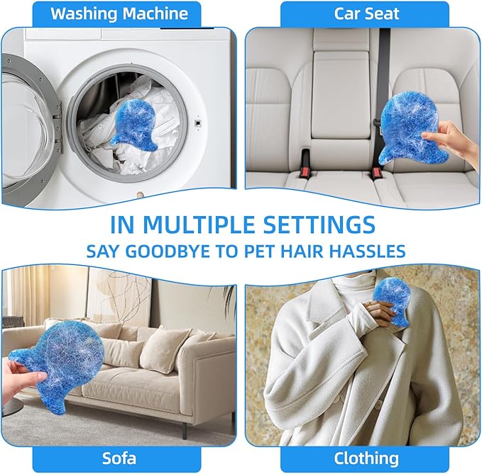 6 PCS Pet Hair Remover for Laundry – Effectively Removes Fur, Lint & Dander – Reusable, Eco-Friendly Laundry Pet Hair Catcher – Gentle on Clothes, Protects Machine, Easy to Use & Clean (Blue)