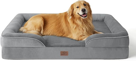 Bedsure XL Plus Orthopedic Dog Bed for Extra Large Dogs - Washable XLarge Dog Cat Bed Waterproof, Comfort Dogs Couch Sofa with Washable Removable Cover, Pet Bed with Nonskid Bottom, Grey, 48"