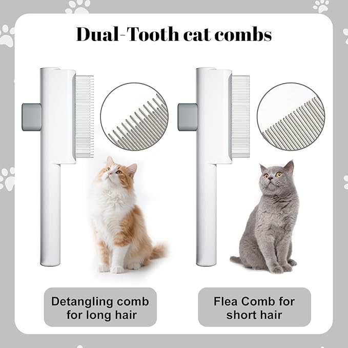 5-in-1 Pet Grooming Kit for Cats and Dogs – Flea Comb, Double-Layer Dense Tooth Comb, Knot Remover & Wave Massage Brush with Stainless Steel Teeth, Non-Slip Handle, Safe for Shedding Removal & Massage