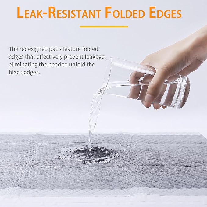 Dog and Puppy Pee Pads 50 Count, 28'' x 34'' Charcoal Odor-Control Puppy Pads with Leak-Proof Quick-Dry Design, Pet Training Pads for Potty Training Strong Absorbency