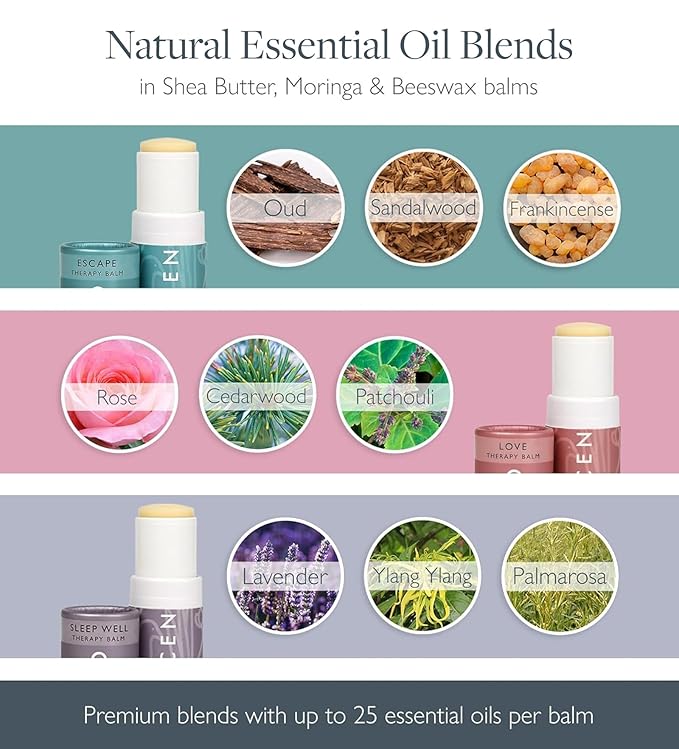 Scentered Aromatherapy Balm Gift Set - Be Kind to Yourself - Pack of 3 Balms: Sleep Well, Escape, Love - Lavender, Cedarwood, Ylang Ylang Essential Oils - Relaxing Gifts for Women