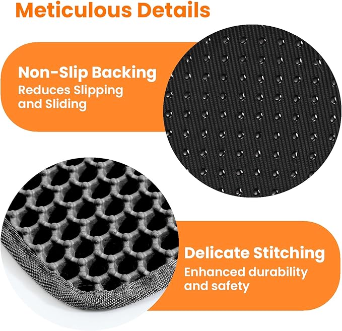 Small Cat Litter Mat, 20x14’’ Double Layer Honeycomb Cat Litter Box Mat, Non Slip Waterproof Urine Proof Litter Trapping Mat for Floor, Kitty Litter Pad, Indoor Pet Supplies, Black