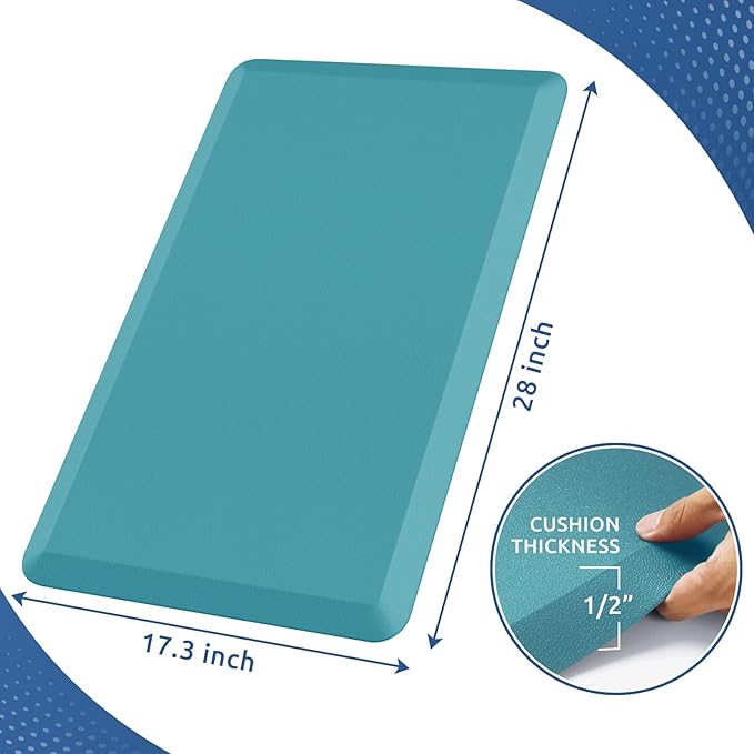 KitchenClouds Cushioned Anti Fatigue Rug 17.3"x28" Waterproof Non Slip Standing Desk Mats Comfort Floor Mats for Kitchen, House Sink Office (Green)