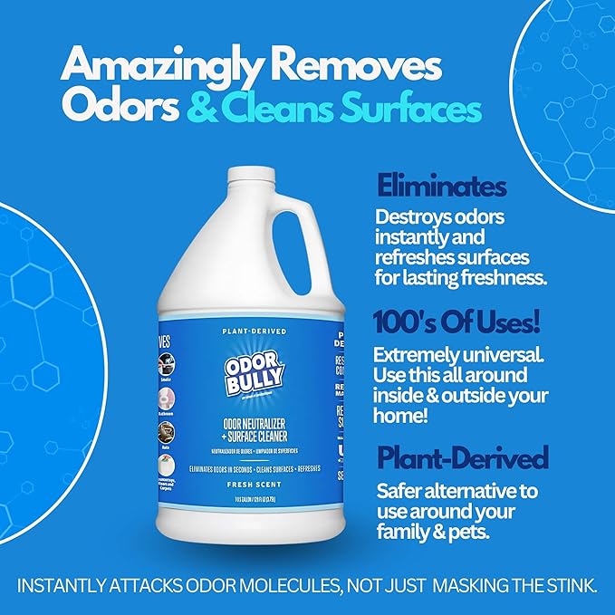 Whip-It Odor Bully Instant Odor Neutralizer - Powerful Plant-Based Formula | Eliminate Stubborn Odors from Home and Car | Fresh Laundry Scent | Dual Purpose Odor Control/Cleaner - 128 oz