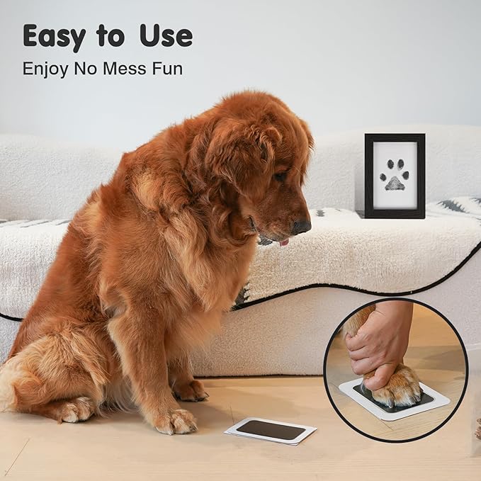 Inkless Paw Print Kit for Dogs,Cats & Babies - Clean Touch Dog Nose & Baby Handprint Kit,Mess Free Dog Paw Print Kit,1-Pcs Ink Pad & 1 Wooden Frame - Keepsake Gifts for Pet Lovers,New Moms