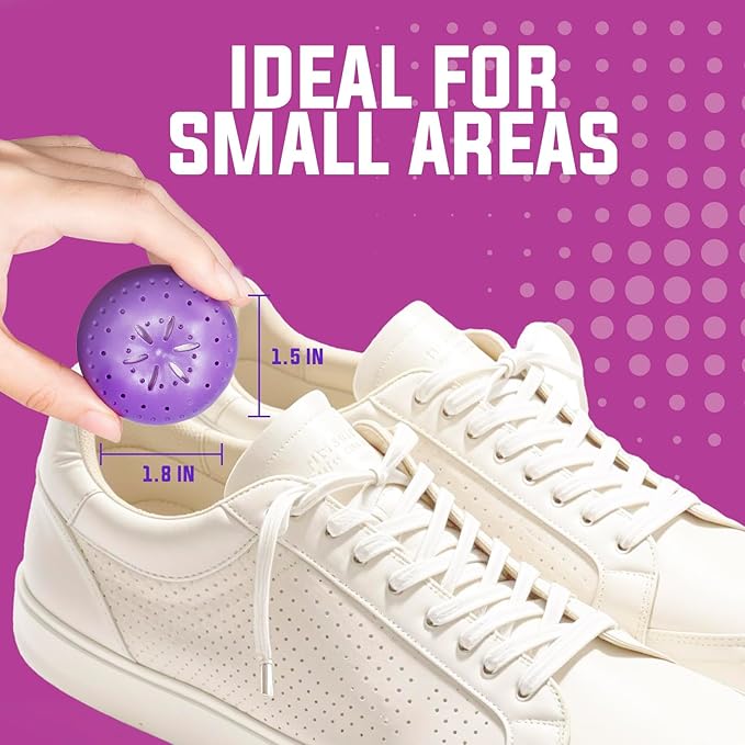 4 Pack Baking Soda Deodorizers, Lavender Scent Shoe Deodorizer Balls, Air Freshener for Home, Odor Eliminator for Closets Bathroom Pets, Up to 80 Days