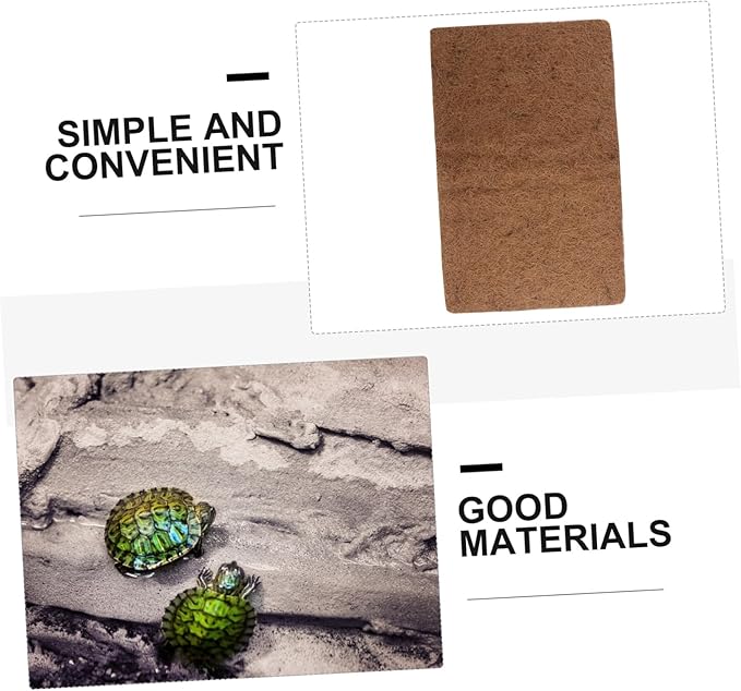 3pcs Natural Coconut Fiber Reptile Bedding Mat Breathable Substrate for Lizard Tank Leopard Gecko Turtle Enclosure Pet Habitat Liner with Strong Permeability and Easy Cleaning