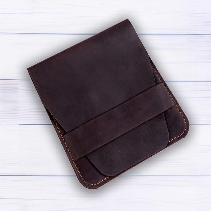 Leather Manicure Set Case Grooming Kit Organizer (Dark Brown)