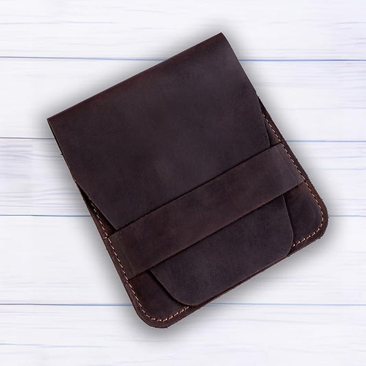 Leather Manicure Set Case Grooming Kit Organizer (Dark Brown)