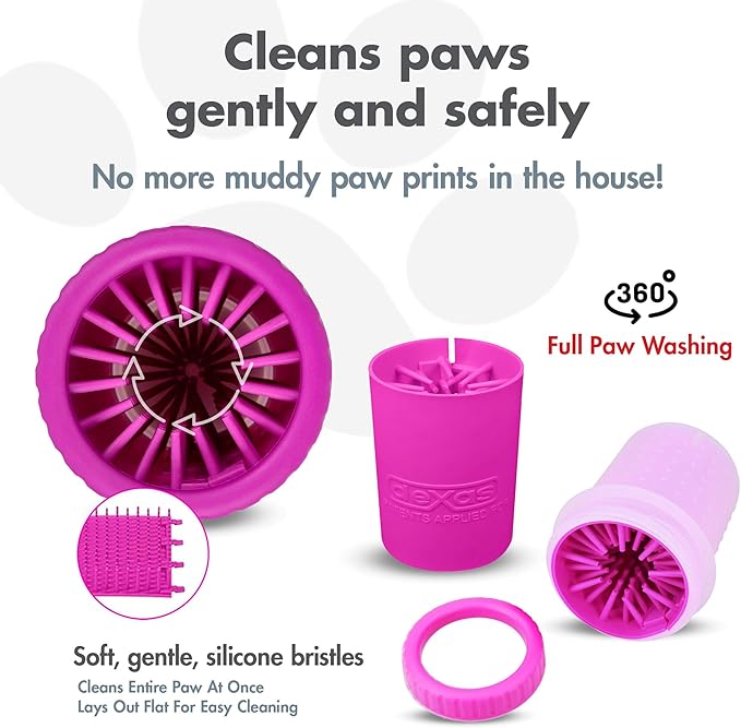 Dexas MudBuster Portable Dog Paw Cleaner, Small, Fuchsia - Premium Quality Pet Accessory
