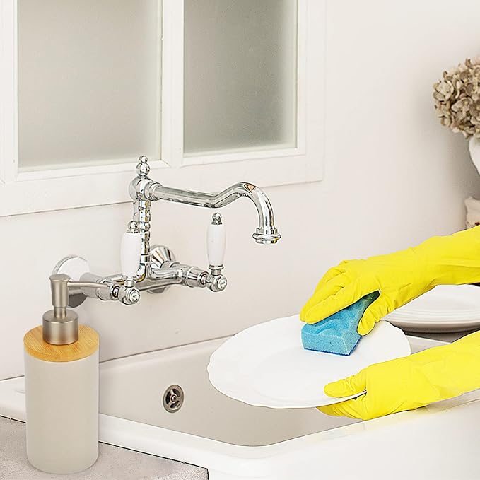 Ceramic Soap Dispenser Hand Soap Dispenser Refillable Liquid Great for Kitchen and Bathroom Decorative (Grey)